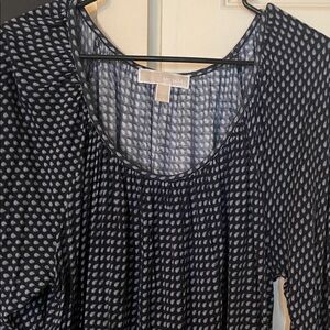 Michael Kors Black Scoop-Neck Tunic with Light Gray Teardrop Print